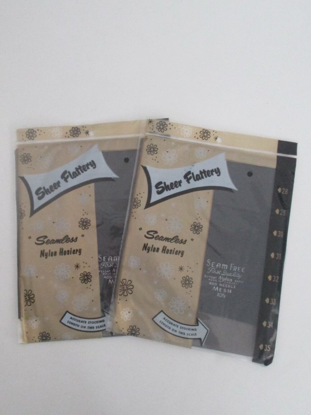 2 Pairs Nylon Stockings Large Size 10-1/2 34 long